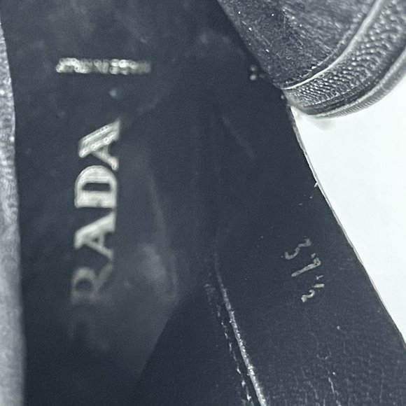 Prada | Black Leather Buckle Kitten Heel Boots - Picture 8 of 10